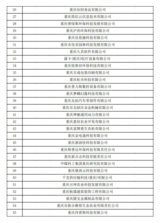 对重庆市认定机构2024年认定报备的第三批高新技术企业进行备案的公示（images 3）